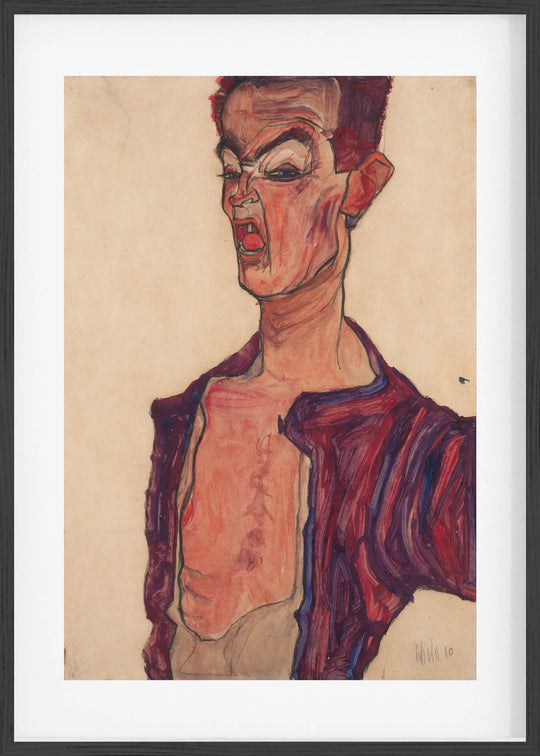 Self-Portrait, Grimacing (1910) Fine Art Baskı
