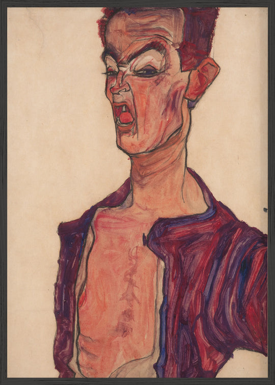 Self-Portrait, Grimacing (1910) Fine Art Baskı