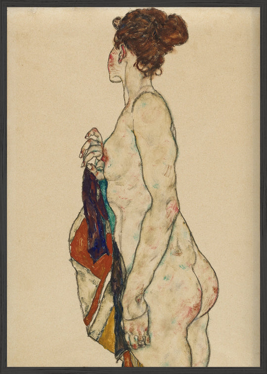 Standing Nude with a Patterned Robe (1917) Fine Art Baskı