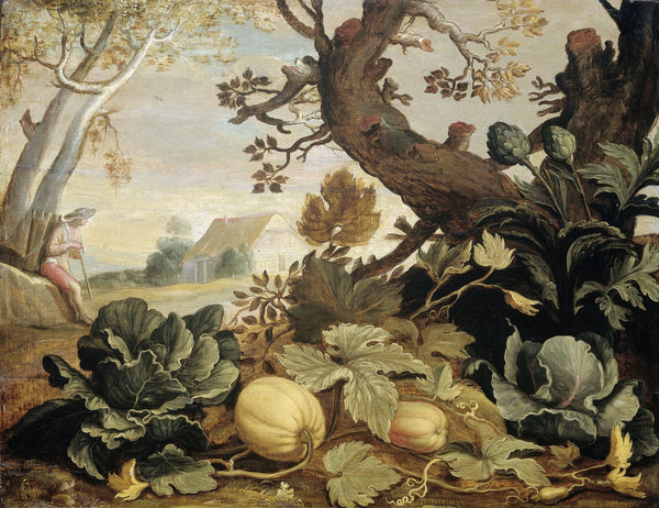 Abraham Bloemaert - Landscape with Fruits and Vegetables in the foreground (1600-1651)