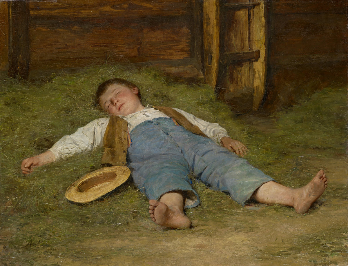 Albert Anker - Boy Asleep in the Hay (1891-1897)