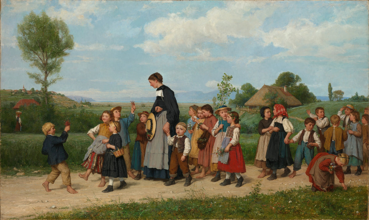 Albert Anker - The school walk (1872)