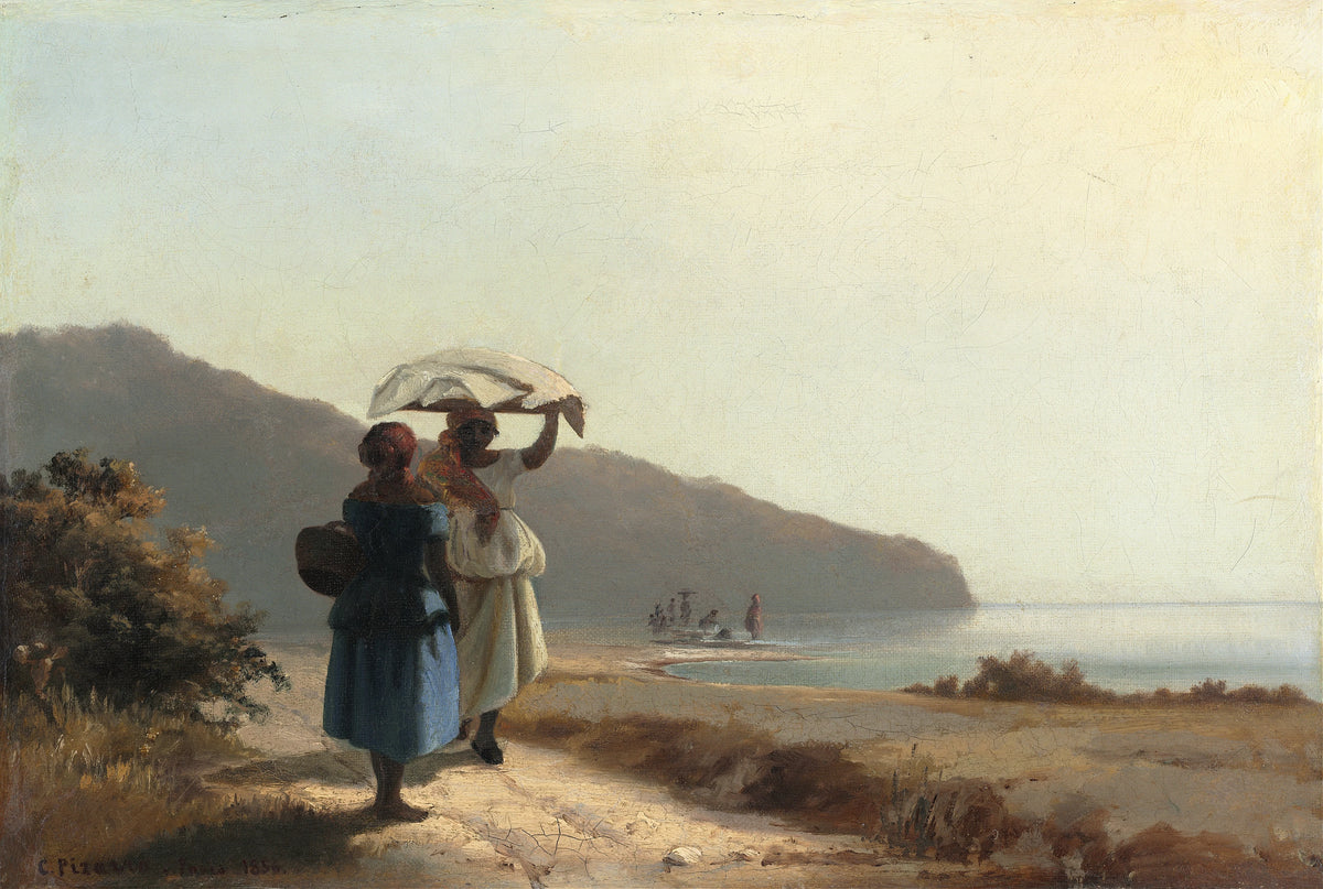 Camille Pissarro - Two Women Chatting by the Sea, St. Thomas (1856)