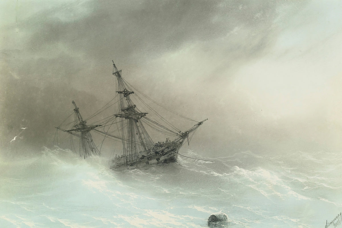 Ivan Konstantinovich Aivazovsky - Ship In A Stormy Sea (1888)