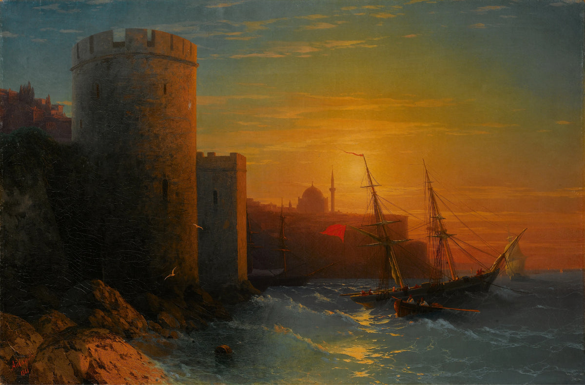 Ivan Konstantinovich Aivazovsky - Sunset over Constantinople (1861)