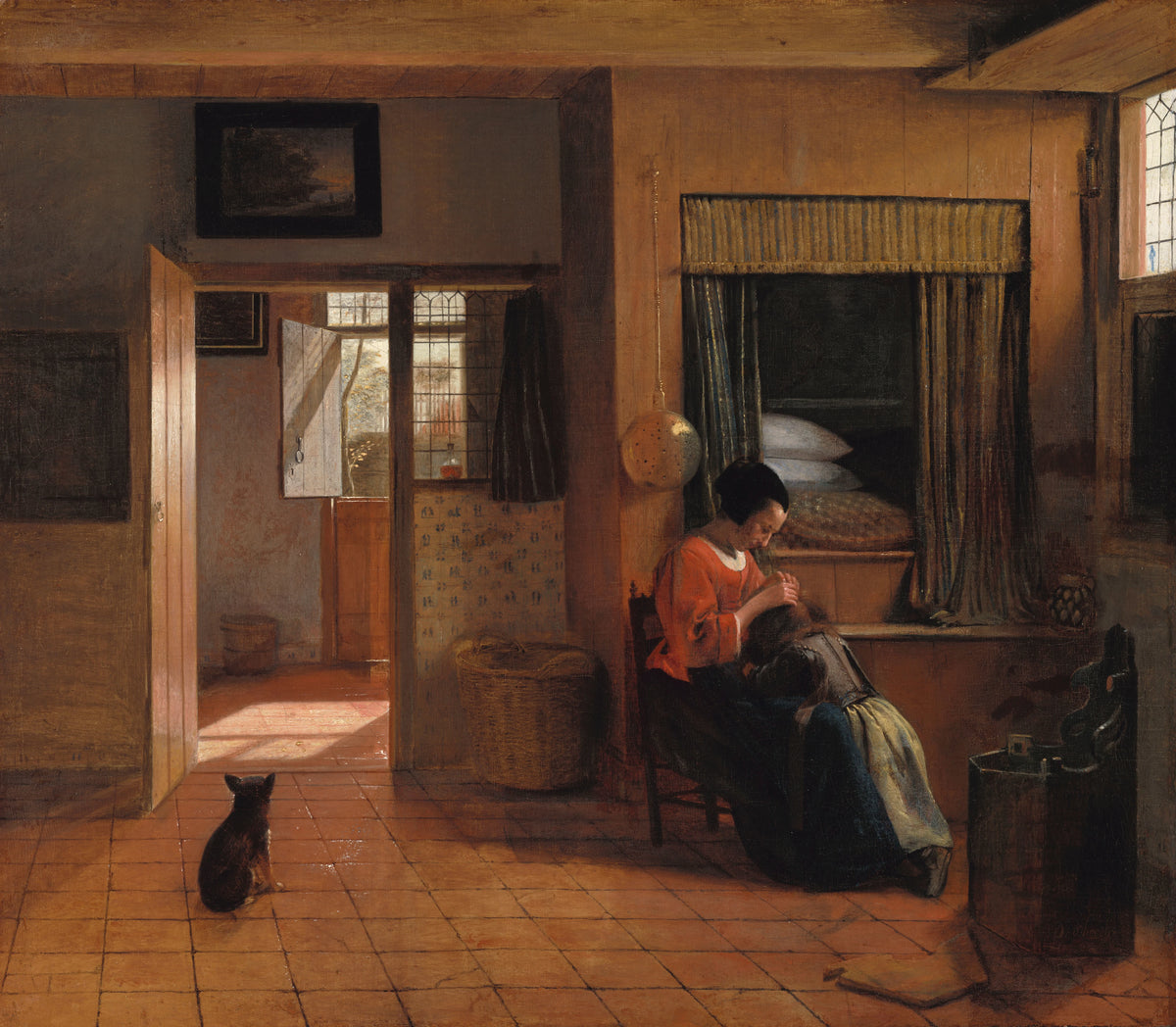 Pieter de Hooch - A Mother Delousing her Child's Hair (circa 1660-1661)