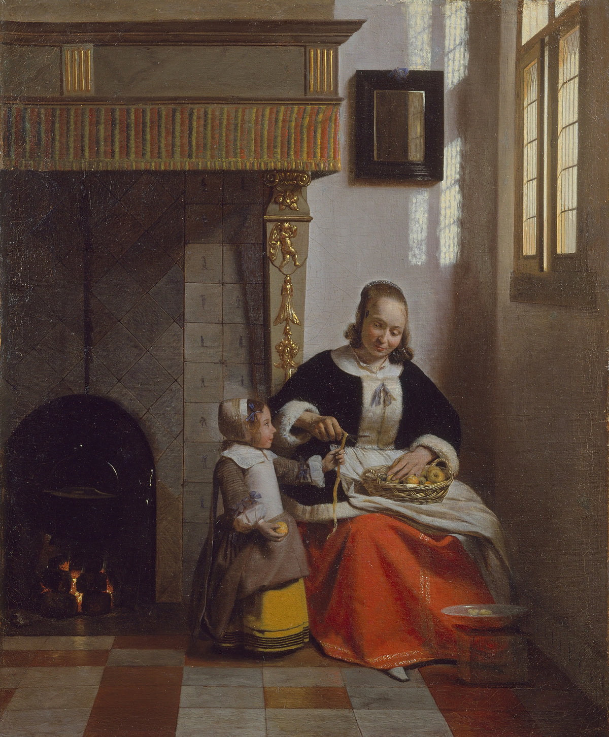 Pieter de Hooch - A Woman peeling Apples (circa 1663)