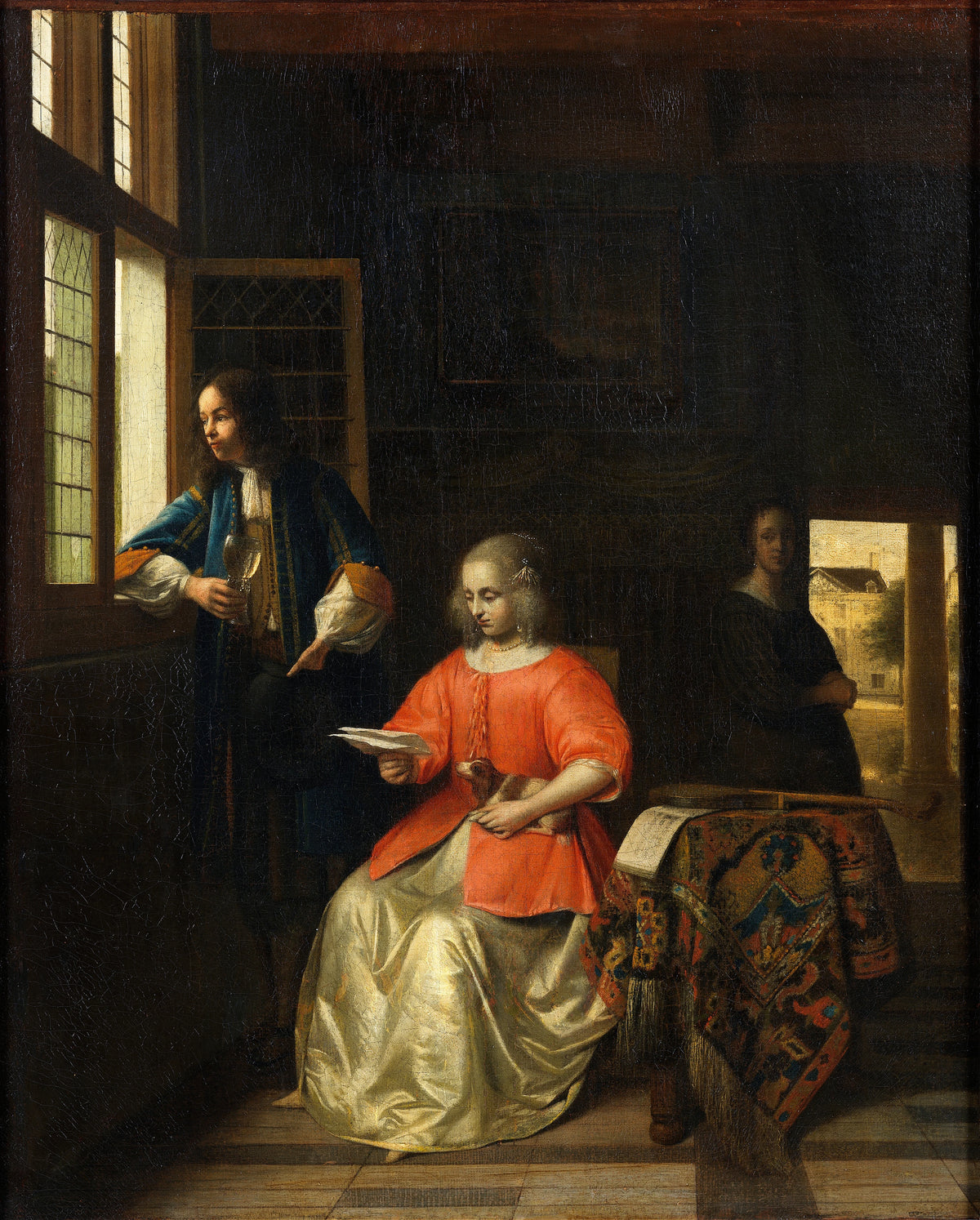 Pieter de Hooch - Interior with a Young Lady Reading a Letter (1668)